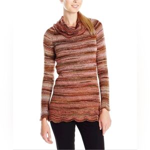 Royal Robbins Sophia Striped Multicolor Slouchy Cowl Neck Knit Sweater S